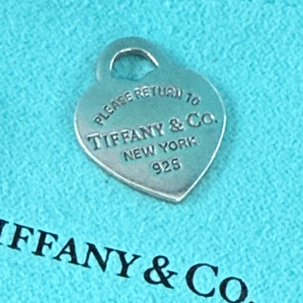 Tiffany & Co. Blue Enamel Heart Tag Pendant Charm - Picture 2 of 2